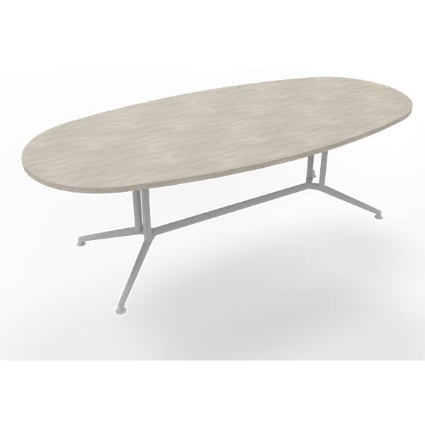 Tavolo riunione con piano melaminico ovale colore Cemento misura 240x110 h 76 per 8 persone X2ITO24-CL-A