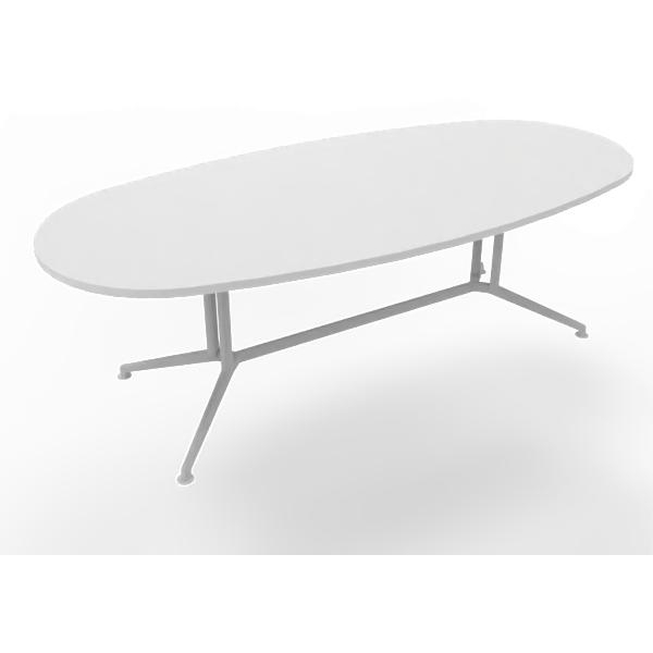 Tavolo riunione con piano melaminico ovale colore Grigio misura 240x110 h 76 per 8 persone X2ITO24-GR-A