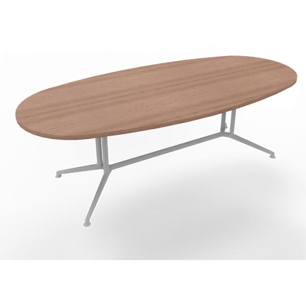 Tavolo riunione con piano melaminico ovale colore Noce misura 240x110 h 76 per 8 persone X2ITO24-NO-A