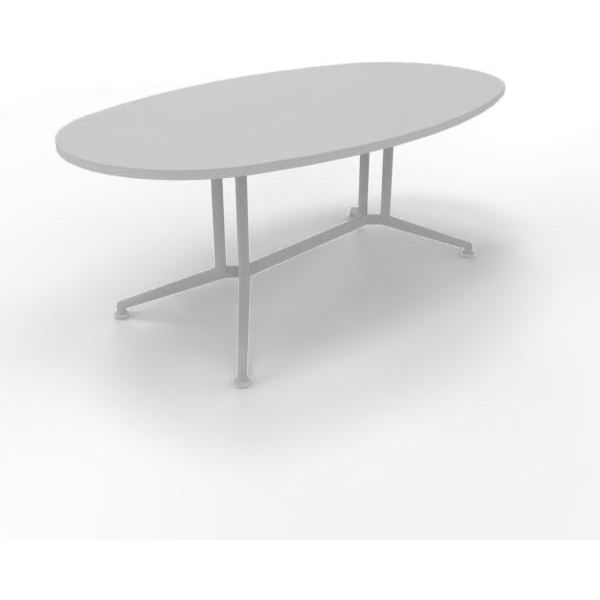Tavolo riunione con piano melaminico ovale colore Grigio misura 200x110 h 76 per 8 persone X2ITO20-GR-A