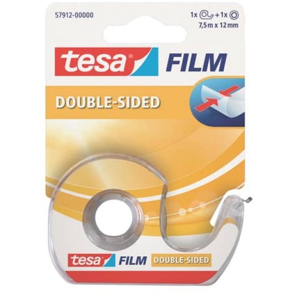 Nastro biadesivo trasparente tesafilm Tesa - Chiocciola con lama in metallo - 12 mm x 7,5 m - 57912