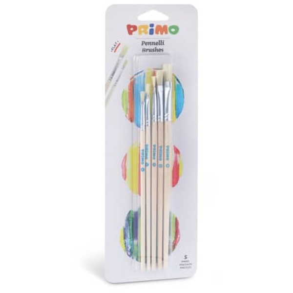 Blister 5 pennelli piatti assortiti primo - F07338