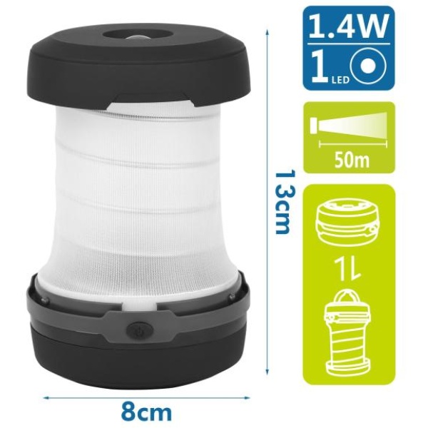 Lanterna LED con gancio, grigio chiaro, batterie 3*AAA (non incluse) - 102703LWV - O01188