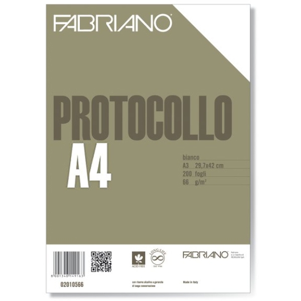 Protocollo A4 1rigo c/margine 200fg 60gr fabriano - O01397