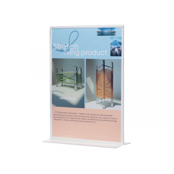 Porta-avvisi Q Connect A5 in polistirolo con base a T trasparente KF04175 - P00417
