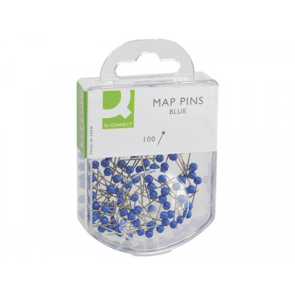 Spilli cartografici Q-Connect 15 mm blu  Scatola da 100 pezzi - KF15276 - P00592