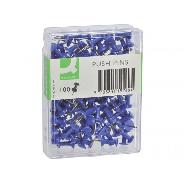Spilli per bacheca Q-Connect blu  Scatola da 100 pezzi - KF15269 - P00595