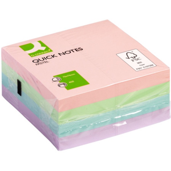 Foglietti riposizionabili Q-Connect 76x76 mm assortiti pastello 400 ff KF01347 - P01085