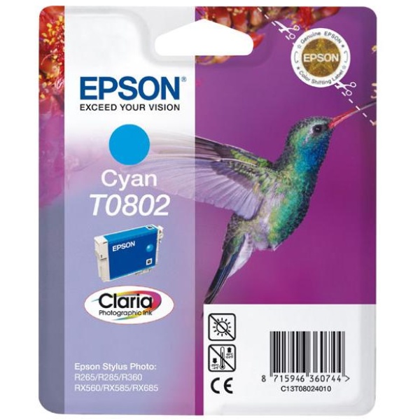 Cartuccia Epson T0802/blister RS+AM+RF (C13T08024021) ciano - U00365