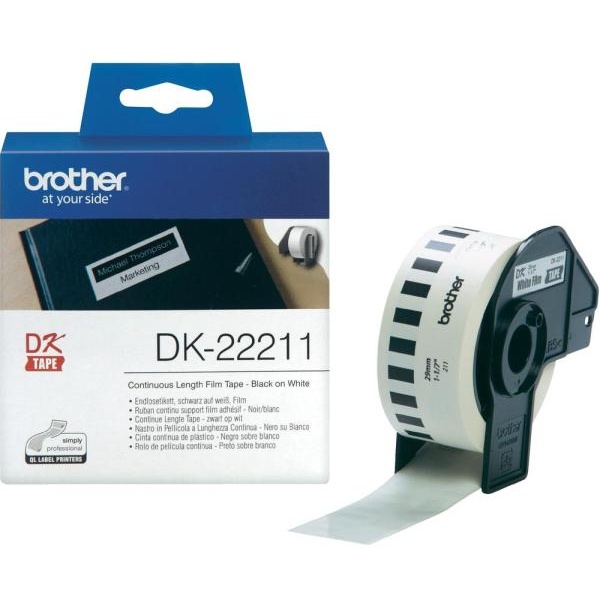 Rotolo etichette Brother DK22211 nero-bianco - U00842