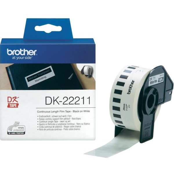 Nastro Brother DK22211 nero-bianco - U00842