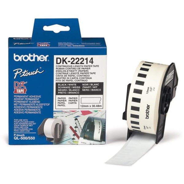 Nastro Brother DK22214 nero-bianco - U00843