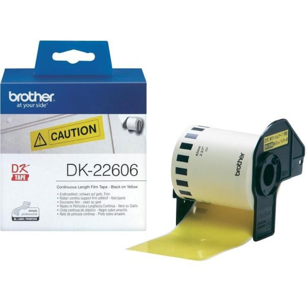 Rotolo etichette Brother DK22606 nero-giallo - U00847