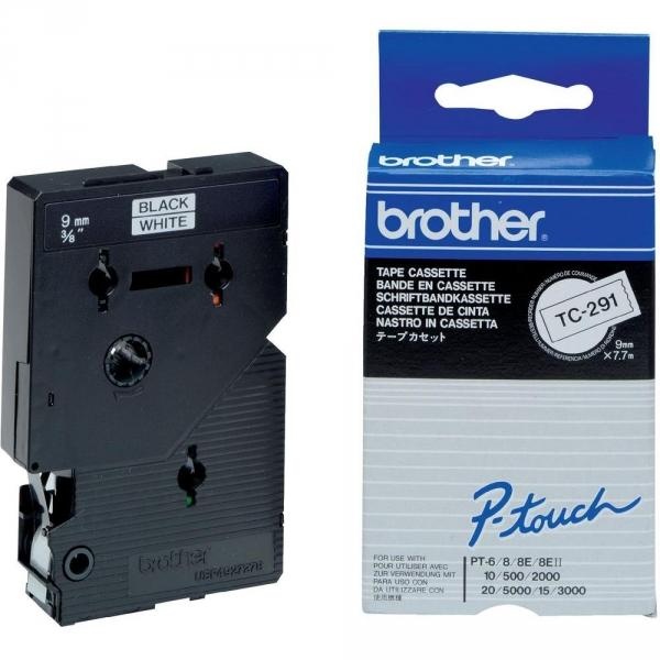 Nastro Brother TC291 nero-bianco - U00868