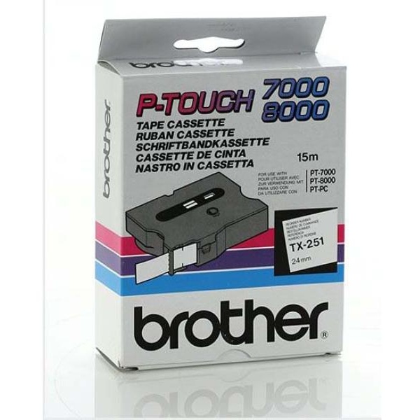 Nastro Brother TX251 nero-bianco - U00873