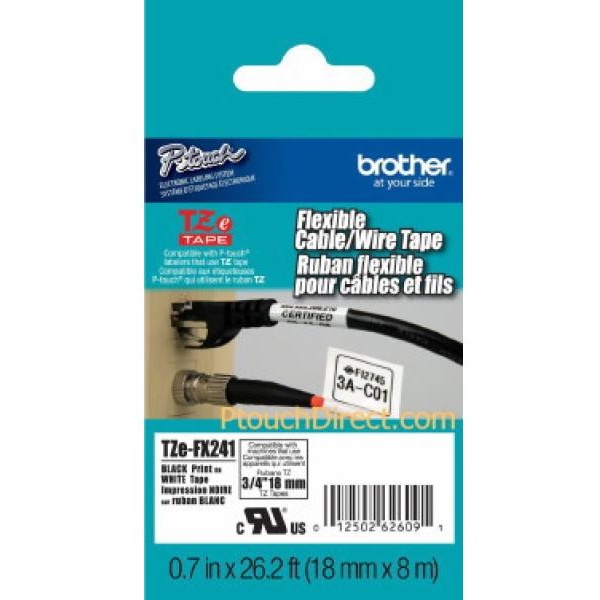 Nastro Brother TZFX241/TZEFX241 (TZEFX241) nero-bianco - U00927