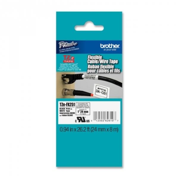 Nastro Brother TZFX251/TZEFX251 (TZEFX251) nero-bianco - U00928