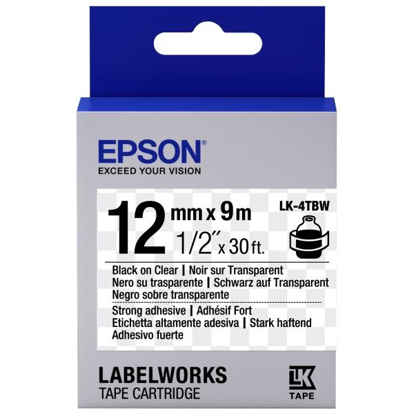 Nastro Epson LK-4TBW (C53S654015) nero su trasparente - U01014