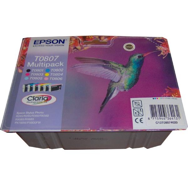 Cartuccia Epson T080/blister RS+AM+RF (C13T08074021) 6 colori - Y09545