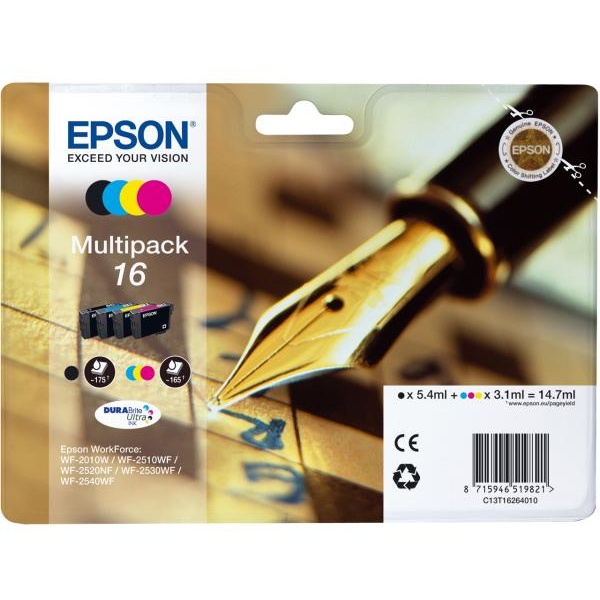 Cartuccia Epson 16/blister RS+AM+RF (C13T16264020) nero-ciano-magenta-giallo - Y09569