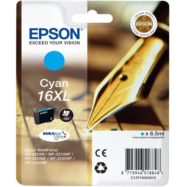 Cartuccia Epson 16XL/blister RS+AM+RF (C13T16324020) ciano - Y09571