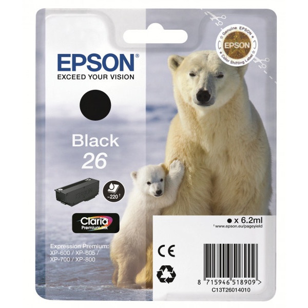 Cartuccia Epson 26/blister RS+AM+RF (C13T26014020) nero - Y09605