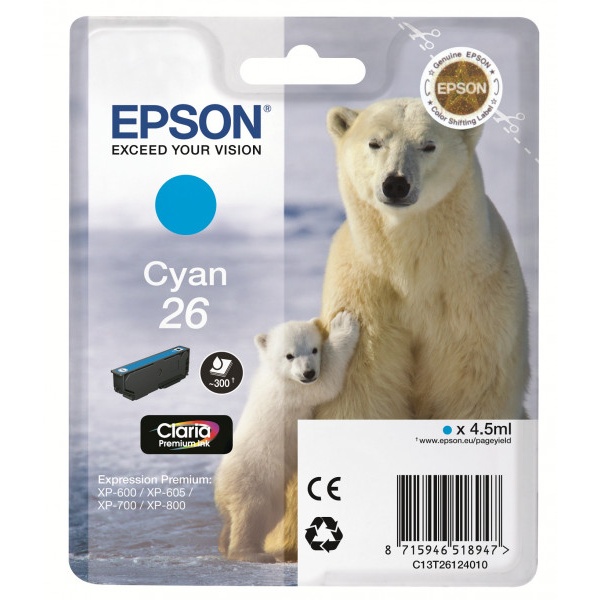 Cartuccia Epson 26/blister RS+AM+RF (C13T26124020) ciano - Y09608