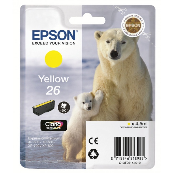 Cartuccia Epson 26/blister RS+AM+RF (C13T26144020) giallo - Y09610