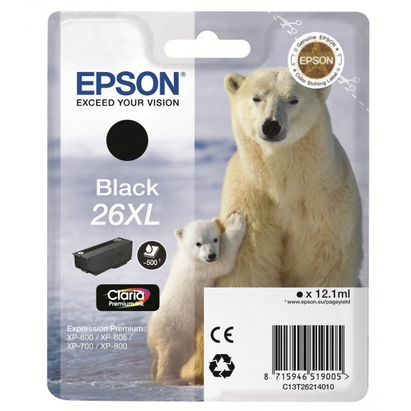 Cartuccia Epson 26XL/blister RS+AM+RF (C13T26214020) nero - Y09612