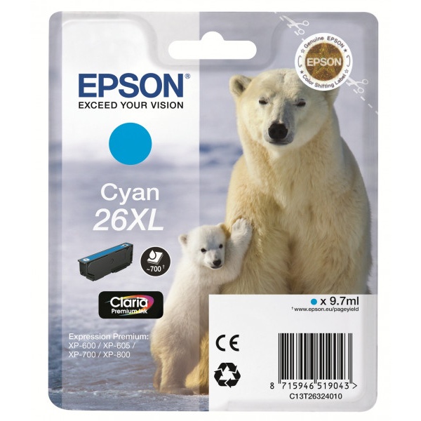 Cartuccia Epson 26XL/blister RS+AM+RF (C13T26324020) ciano - Y09613