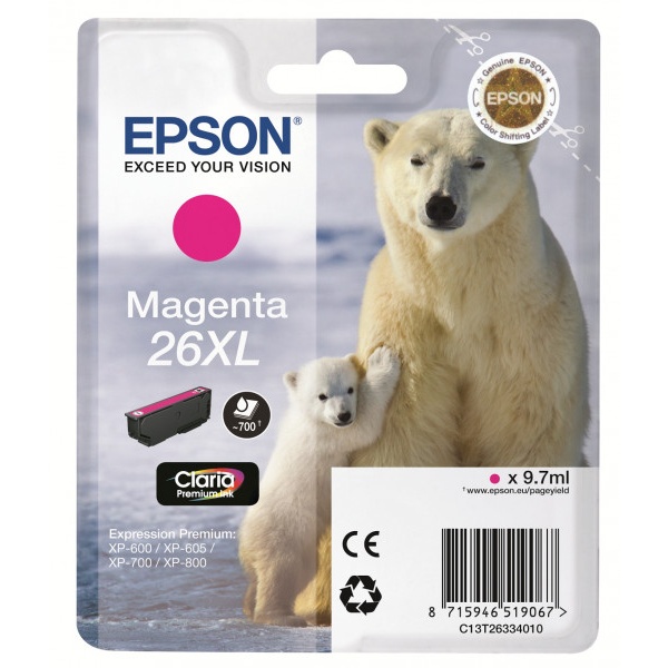 Cartuccia Epson 26XL/blister RS+AM+RF (C13T26334020) magenta - Y09614