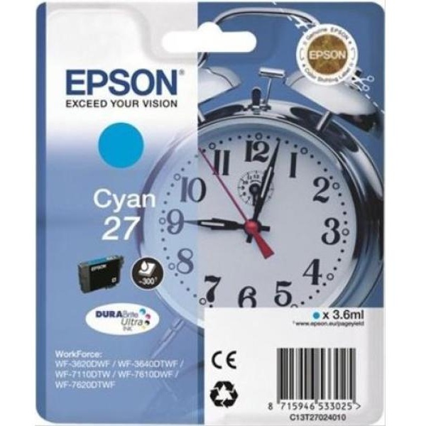 Cartuccia Epson 27/blister RF+AM (C13T27024020) ciano - Y09619