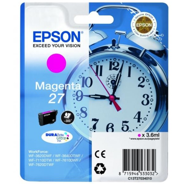 Cartuccia Epson 27/blister RF+AM (C13T27034020) magenta - Y09620