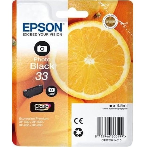 Cartuccia Epson T33/blister RS+AM+RF (C13T33414020) nero fotografico - Y09646