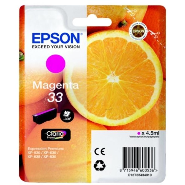 Cartuccia Epson T33/blister RS+AM+RF (C13T33434020) magenta - Y09650