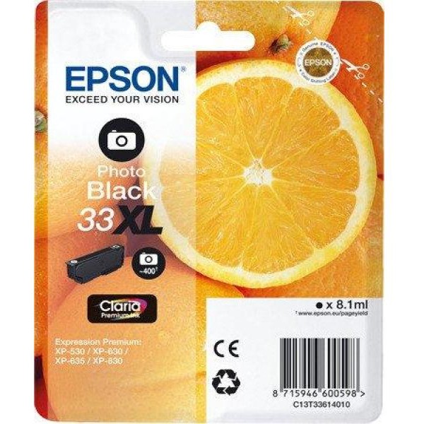 Cartuccia Epson T33XL/blister RS+AM+RF (C13T33614020) nero fotografico - Y09656