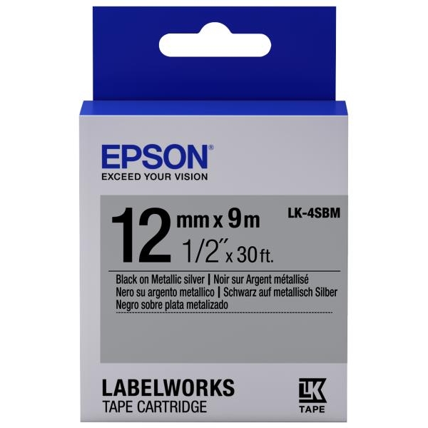 Nastro Epson LK-4SBM (C53S654019) argento-nero - Y09777