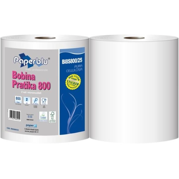 Rotoli di carta asciugatutto Paperblu - 2 veli - 2 rotoli da 176 metri