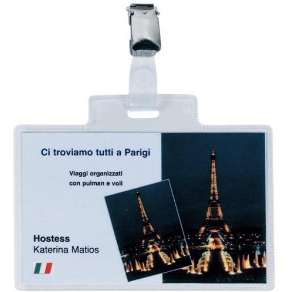 100 portanome pass 4e 11x7cm c/clip in metallo sei rota - Z00232