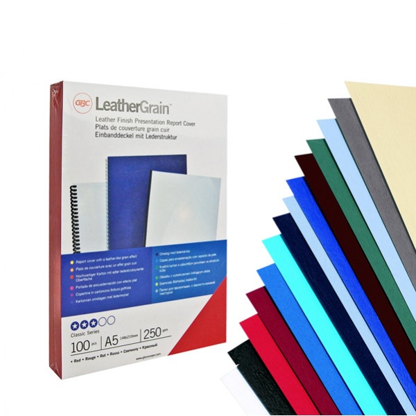 100 copertine leathergrain 250gr A4 avorio goffrato - Z00341