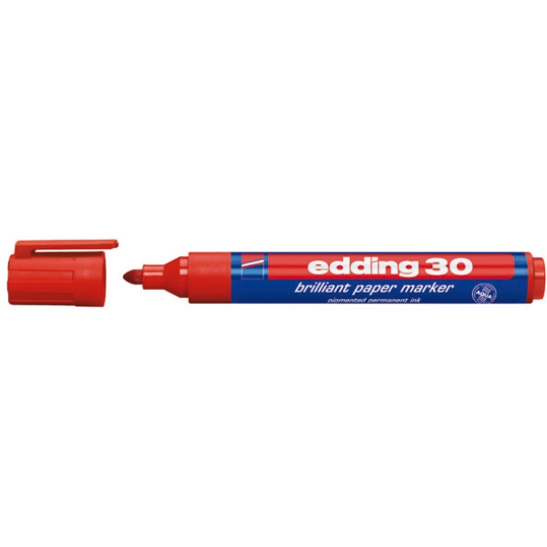 Marcatore edding 30 permanente punta tonda rosso - Z00370