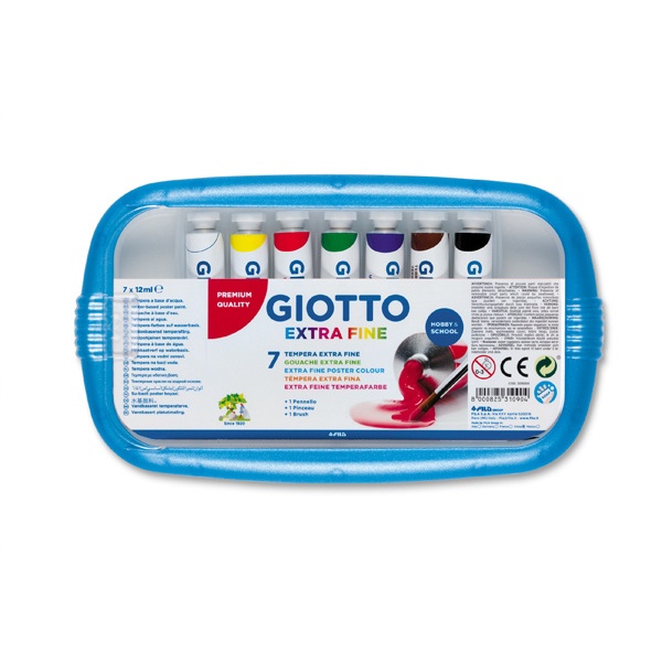 Box 7 tubetti tempera 12ml giotto tubo 4 assortito - Z00433