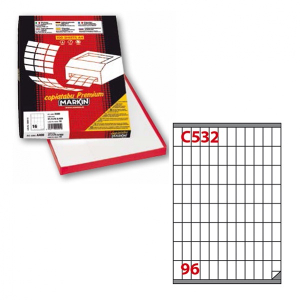 Etichetta adesiva c/532 bianca 100fg A4 16,3x35,4mm (96et/fg) markin - Z00714