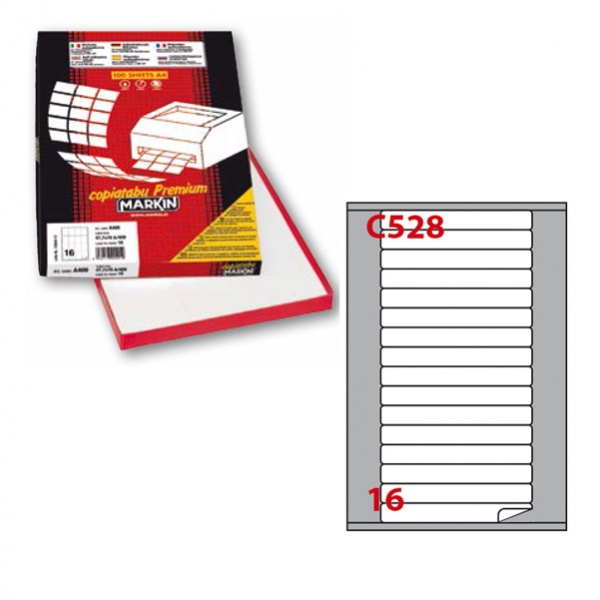 Etichetta adesiva c/528 bianca 100fg A4 145x17mm (16et/fg) markin - Z00726