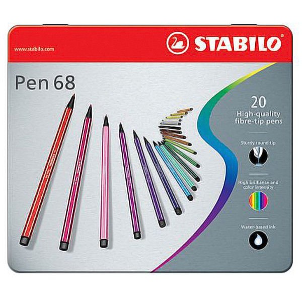 Scatola metallo 20 pennarelli pen 6820 stabilo - Z01011