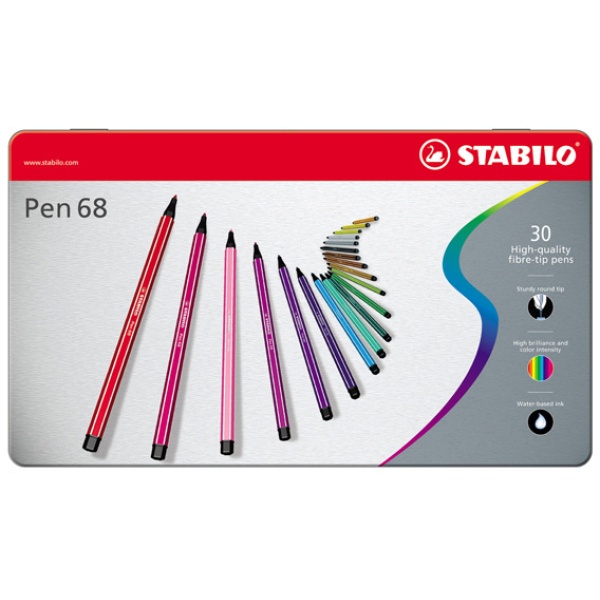 Scatola metallo 30 pennarelli stabilo pen 6830 - Z01012