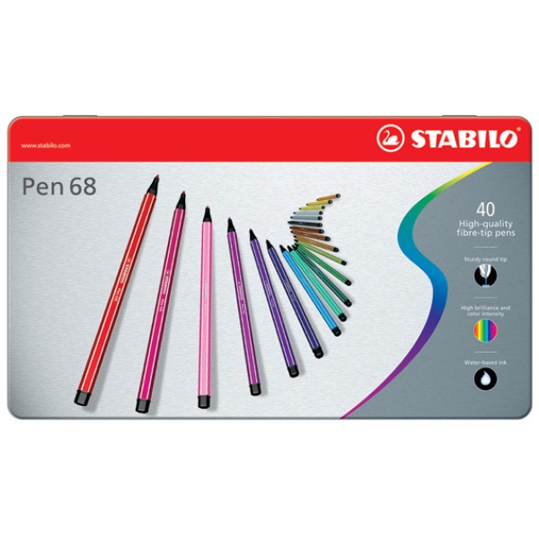 Scatola metallo 40 pennarelli pen 6840 stabilo - Z01013