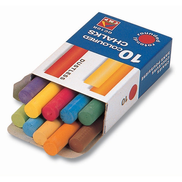 Scatola 10 gessetti tondi colorati cmp - Z01028