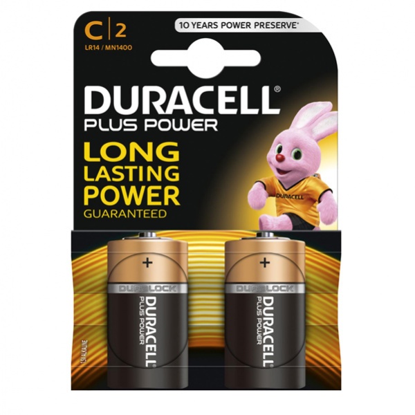 Blister 2 pile duracell plus (mn1400) c - mezza torcia - Z01064