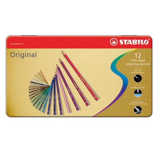 Astuccio metallo 12 pastelli stabilo original 8773 - Z01189
